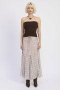 DRAWSTRING MAXI SKIRT WITH ASYMMETRICAL SEAMS