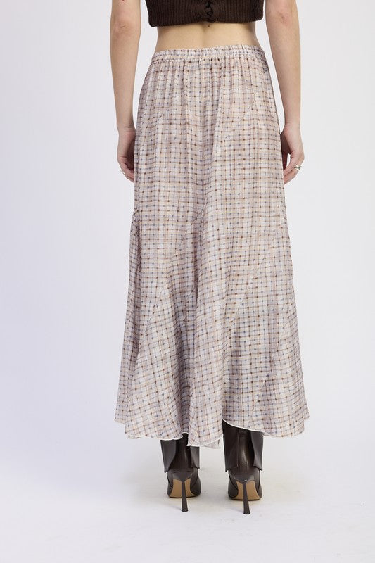 DRAWSTRING MAXI SKIRT WITH ASYMMETRICAL SEAMS