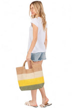 Faux Straw Tri-Tone Tote