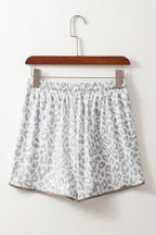 Leopard Elastic Waist Lace up Contrast Trim Shorts