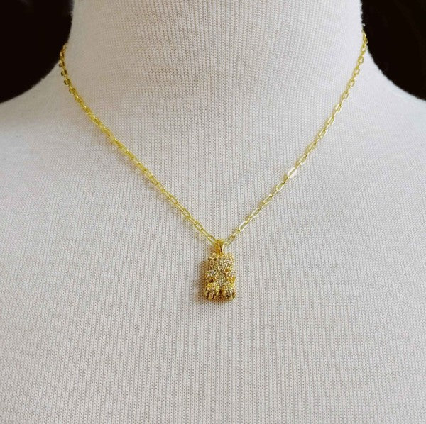 Bling Bear Pendant Necklace