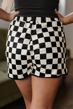 Checkered Drawstring Elastic Waist Casual Shorts