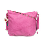 Multi Zip Crossbody Hobo with Flower Charm