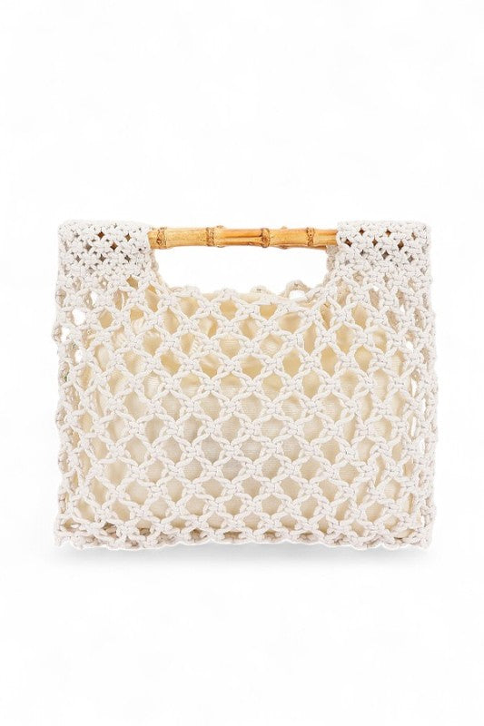 Crochet Bamboo Handle Summer Clutch