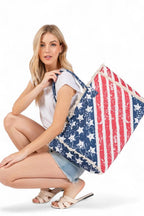 USA Flag Print Canvas Tote Bag