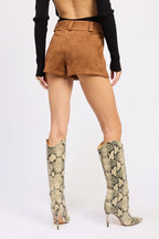 SUEDE LOWRISE SHORTS