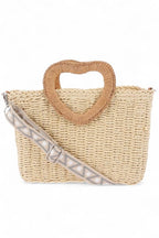 Heart Shape Handle Straw Tote