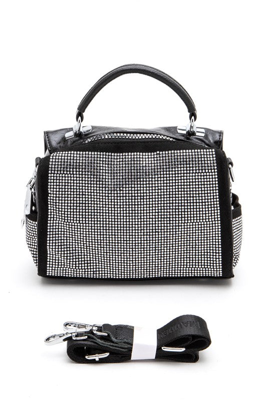 Rhinestone Studs Top Handle Fashion Bag