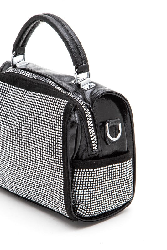 Rhinestone Studs Top Handle Fashion Bag