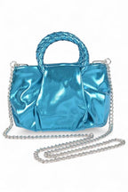Metallic Braided Top Handle Small Crossbody Bag