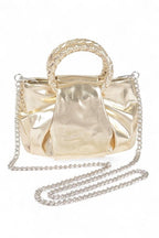 Metallic Braided Top Handle Small Crossbody Bag