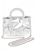 Metallic Braided Top Handle Small Crossbody Bag
