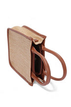 Faux Straw Top Handle Crossbody Small Tote