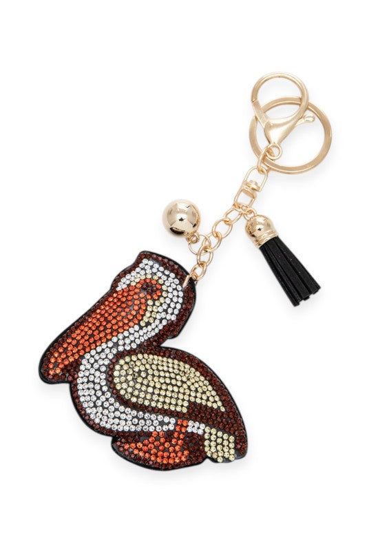 Rhinestone Pelican Pillow Key Chain