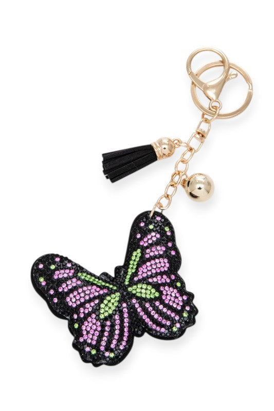 Butterfly Rhinestone Pillow Key Chain