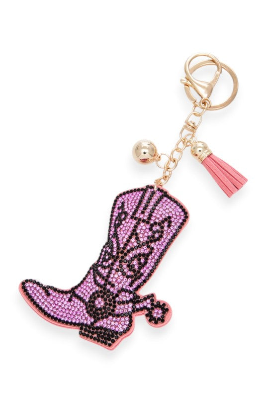 Rhinestone Cowboy Boots Pillow Key Chain