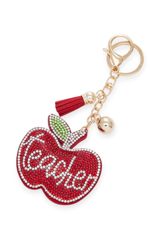 Rhinestone Teacher Apple Pillow Key Chain