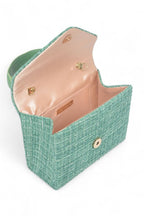 Tweed Fabric Top Handle Crossbody Swing Bag
