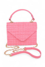 Tweed Fabric Top Handle Crossbody Swing Bag