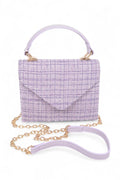 Tweed Fabric Top Handle Crossbody Swing Bag