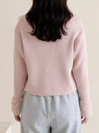 Fluffy Trim Zip-Up Cardigan