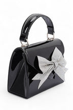 Rhinestone Bow Tie Patent Finish Crossbody Bag