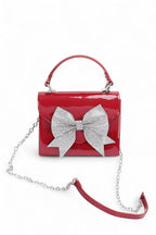 Rhinestone Bow Tie Patent Finish Crossbody Bag