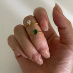 2-Piece 18K Gold-Plated Inlaid Zircon Open Ring