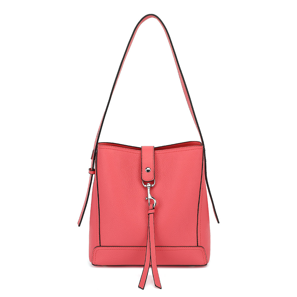 Triple Compartment Hobo with Lock Hardware