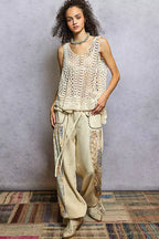 POL Crochet Fringe Hem Tank Top