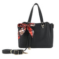 Triple Compartment Satchel with Scarf and Charm Detail