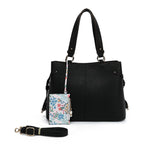 Color Block Satchel with Hang Off and Charms