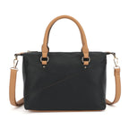Double Handle Mid Size Satchel Two Tone with Crossbody Strap