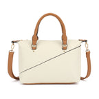 Double Handle Mid Size Satchel Two Tone with Crossbody Strap