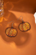 Orange Leopard Pumpkin Open Hook Earrings