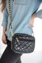 SueEllen Quilted Small Crossbody Bag with Gold Cha