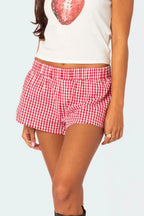 Plaid Elastic Waist Shorts