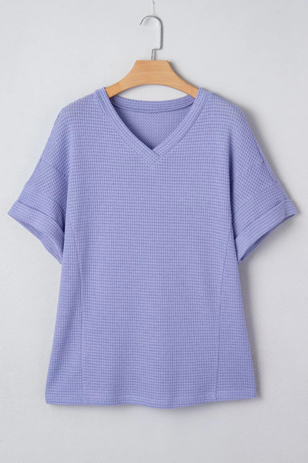 Waffle V Neck Short Sleeve Top