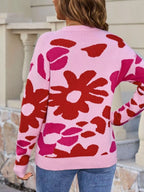 Floral Crew Neck Long Sleeve Sweater