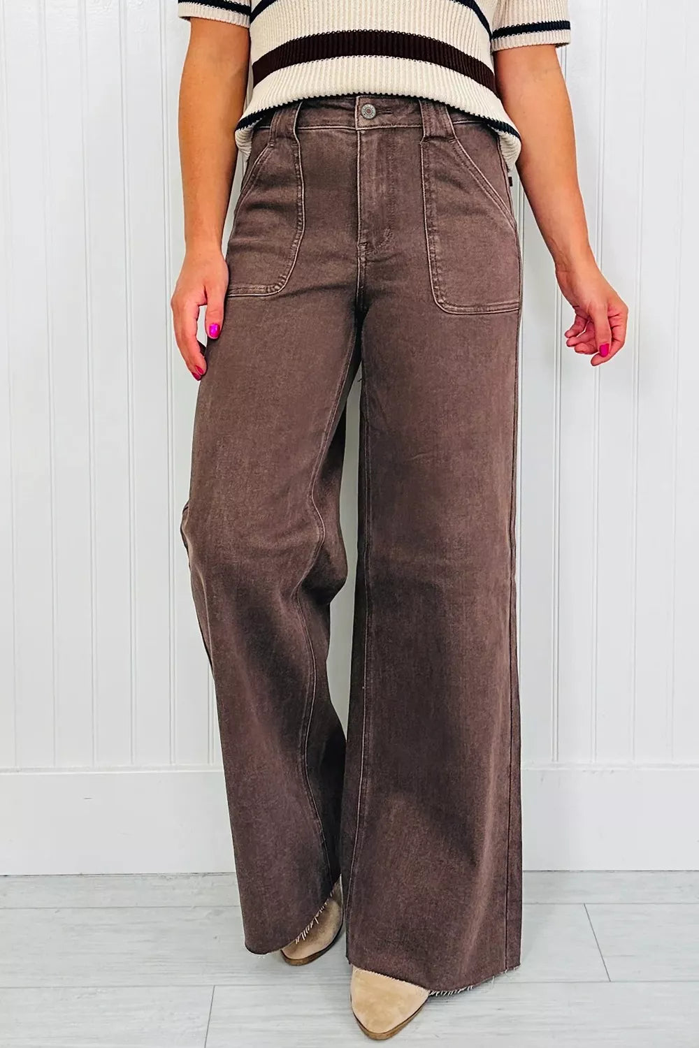 Vintage Wash Wide Leg Jeans