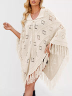 Fringe Openwork Knit Cover Up