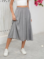 Elastic Waist Skirt With Pockets