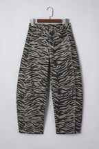 Zebra Stripe Printed Wide Leg Jeans