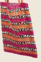 Fame Contrast Wooden Beaded Tote Bag