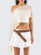 Boat Neck Long Sleeve knit Cover Up