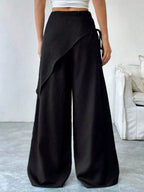 Wrap-Front Wide-Leg Pants
