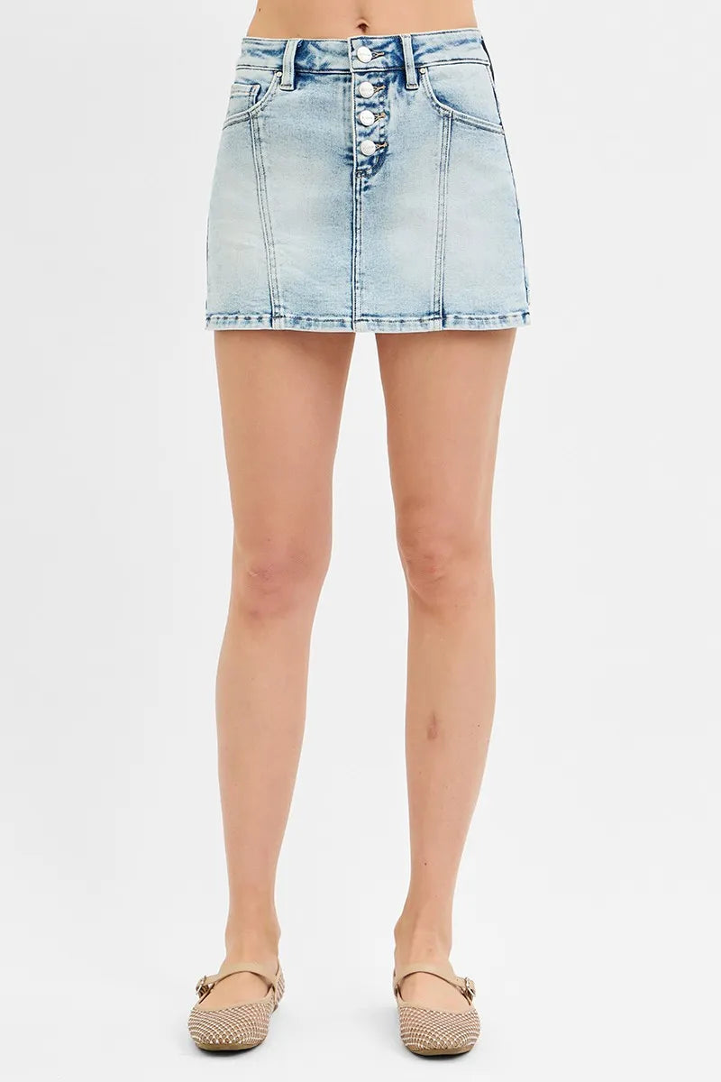 RISEN Full Size High Rise Button Down Skorts Plus Size