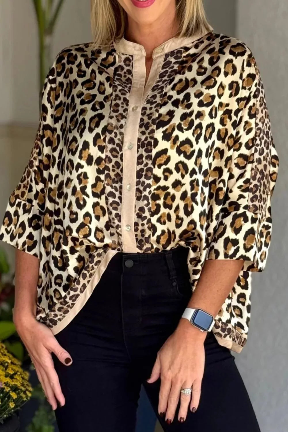 Leopard Print Button-Down Shirt