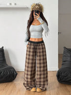 Plaid Wide Leg Pants