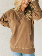 Full Size Crew Neck Raglan Sleeve Sweatshirt Plus Size
